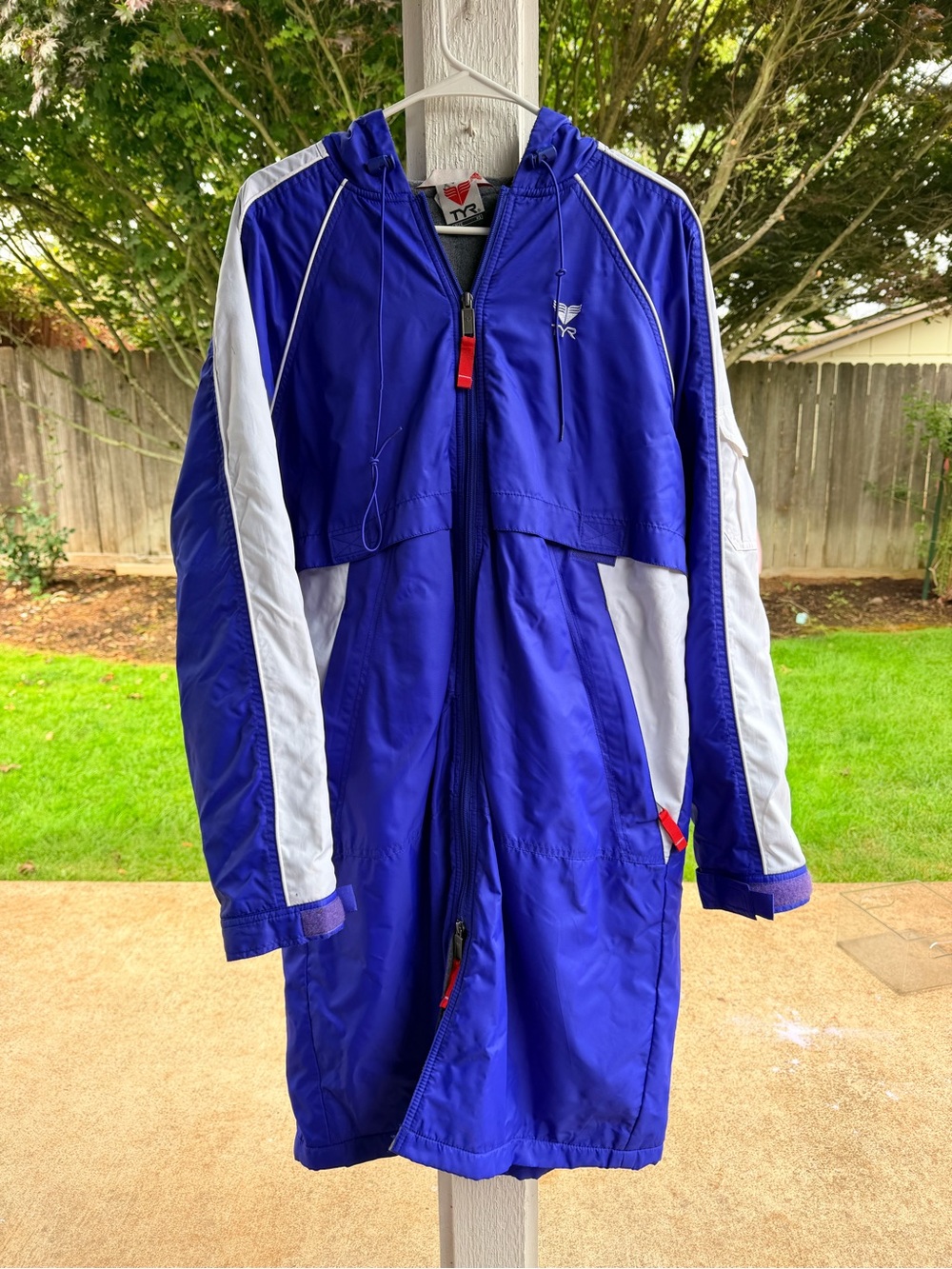 TYR Royal Blue & White Hooded Swim Parka